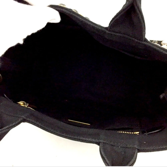 PRADA LOGI PLATE BLACK CANAPA BUJOU HAND BAG W/SHOULDER STRAP/1A3894 - Picture 7 of 14